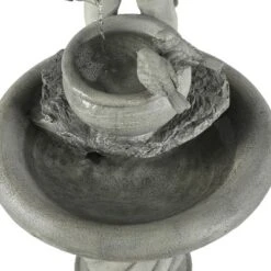 LuxenHome Gray Resin Cherub Birdbath Outdoor Fountain -Deals Patio Elegance Store GUEST dff3db5c ef08 4337 8619 b3c29477289b