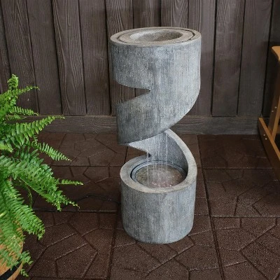 Sunnydaze Decor Sunnydaze 31"H Electric Polyresin Showering Spiral Column Outdoor Water Fountain With LED Light 8 Sunnydaze Decor Sunnydaze 31"H Electric Polyresin Showering Spiral Column Outdoor Water Fountain With LED Light - Image 8