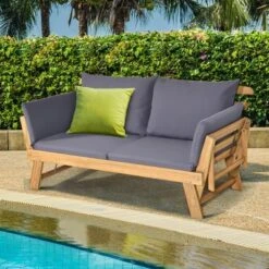 Tangkula Outdoor Folding Daybed Patio Acacia Wood Convertible Couch Sofa Bed TurquoiseRed WhiteDark Grey -Deals Patio Elegance Store GUEST e0a1b910 3e79 4c81 813a ca1d45ca97e7