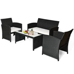 Costway 4PCS Patio Rattan Furniture Set Table &Sofa W/Cushion Garden Black 15 Costway 4PCS Patio Rattan Furniture Set Table &Sofa W/Cushion Garden Black -Deals Patio Elegance Store GUEST e0dc096b e6ed 41f3 8eb2 afbe25a1cf23