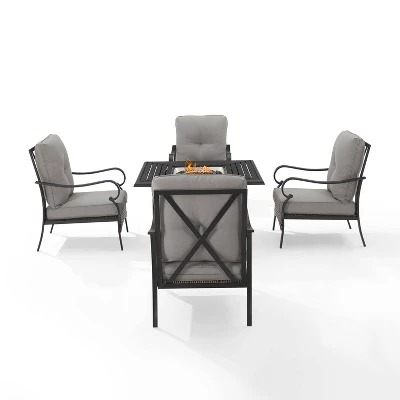 5pc Dahlia Outdoor Steel Fire Pit Set Taupe/Matte Black - Crosley 6 5pc Dahlia Outdoor Steel Fire Pit Set Taupe/Matte Black - Crosley - Image 6