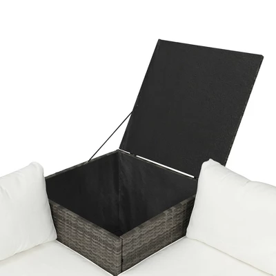 4pc Wicker Patio Conversation Set With Cushions - Gray/Beige - GODEER 16 4pc Wicker Patio Conversation Set With Cushions - Gray/Beige - GODEER - Image 16