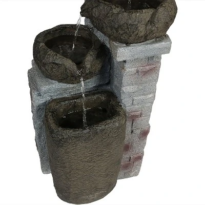 Sunnydaze Decor Sunnydaze Outdoor Polyresin Solar Powered Stone Bowls Water Fountain With LED Lights And Backup Battery - 30" 4 Sunnydaze Decor Sunnydaze Outdoor Polyresin Solar Powered Stone Bowls Water Fountain With LED Lights And Backup Battery - 30" - Image 4