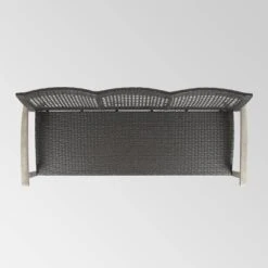 Hampton Wood & Wicker Sofa - Light Gray/Black - Christopher Knight Home -Deals Patio Elegance Store GUEST e2e1e6f3 e3f8 4e09 b593 1c2693544caf
