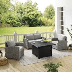 Bradenton 4pc Wicker Seating Set With Fire Table - Crosley -Deals Patio Elegance Store GUEST e39a96cf c9ab 43f2 9c71 14a2a46a86f0