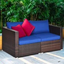 Costway 4PCS Patio Rattan Corner Sofa Sectional Furniture Set Navy Cushion -Deals Patio Elegance Store GUEST e3f46555 a5a5 4458 8019 cfb9d3a378e9