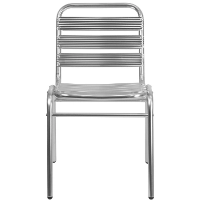 Emma And Oliver 4 Pack Commercial Aluminum Indoor-Outdoor Restaurant Stack Chair - Triple Slat Back 8 Emma And Oliver 4 Pack Commercial Aluminum Indoor-Outdoor Restaurant Stack Chair - Triple Slat Back - Image 8