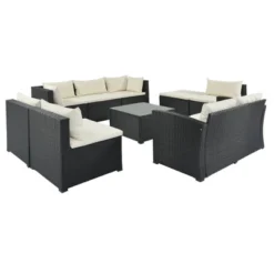 9pc Wicker Patio Sectional Seating Set With Cushions - Black/Beige - GODEER 23 9pc Wicker Patio Sectional Seating Set With Cushions - Black/Beige - GODEER -Deals Patio Elegance Store GUEST e4fb6e86 7532 4f5c a851 3f17a63b7e37