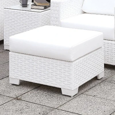 Florent Outdoor Small Square Ottoman - White - MiBasics 1 Florent Outdoor Small Square Ottoman - White - MiBasics