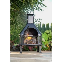 Endless Summer Wood Burning Outdoor Fire Pit With Chimney Black