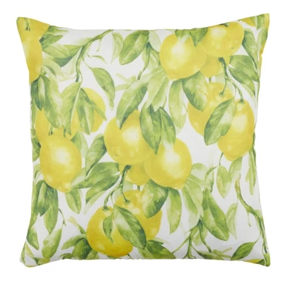 Saro Lifestyle Printed Lemon Pillow - Poly Filled, 18" Square, Multi 1 Saro Lifestyle Printed Lemon Pillow - Poly Filled, 18" Square, Multi