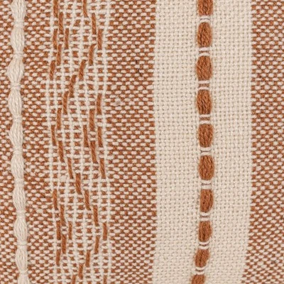 18x18" Hand Woven Rust Geo Stripe Outdoor Pillow Polyester With Polyester Fill By Foreside Home & Garden 2 18x18" Hand Woven Rust Geo Stripe Outdoor Pillow Polyester With Polyester Fill By Foreside Home & Garden - Image 2