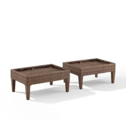 Capella 2pk Outdoor Wicker Ottomans - Cream/Brown - Crosley -Deals Patio Elegance Store GUEST e6ae4141 5f02 4bfc aea7 54caef132b7c