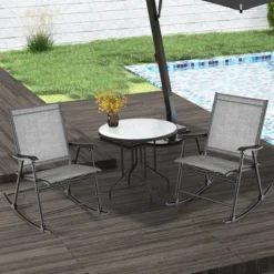 Costway 2pcs Patio Folding Rocking Chair Heavy-Duty Metal Frame Rockers Outdoor -Deals Patio Elegance Store GUEST e6f59acb f840 447a 885c 8b990e3eb9ae