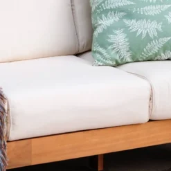 Logan Outdoor Teak Wood Sofa With Sunbrella Vellum Cushion – Cambridge Casual -Deals Patio Elegance Store GUEST e972927f 80bc 49e4 b9a8 4319169a7f82