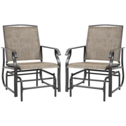 Outsunny 2-Person Gliders Outdoor Swing Chair Set With Breathable Mesh Fabric, Steel Frame For Garden, Backyard, Patio, Dark, Brown/Khaki -Deals Patio Elegance Store GUEST ea2ac0db fe9a 4666 a156 bffe18e14ed5