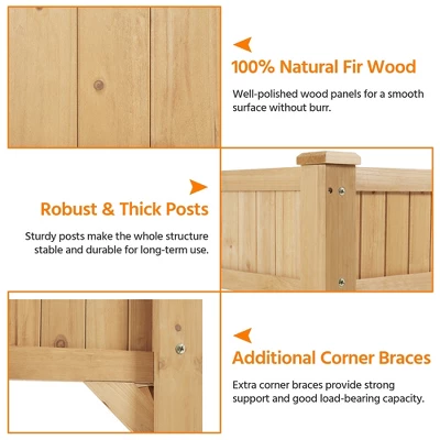 Yaheetech 8-Pocket Wood Elevated Garden Planter With Fabric Liner Light Brown 3 Yaheetech 8-Pocket Wood Elevated Garden Planter With Fabric Liner Light Brown - Image 3