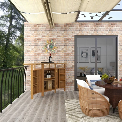 Patio Bar Table Teak - Olivia & May 12 Patio Bar Table Teak - Olivia & May - Image 12