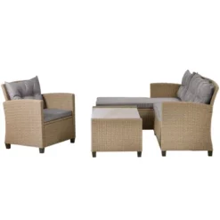 4pc Wicker Patio Conversation Set With Cushions - Beige/Brown - GODEER 27 4pc Wicker Patio Conversation Set With Cushions - Beige/Brown - GODEER -Deals Patio Elegance Store GUEST ec6f718f a155 4702 a34c 3b30f9f54892