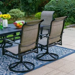 7pc Outdoor Dining Set With With Padded Sling Chairs & Metal Rectangle Table With Umbrella Hole - Captiva Designs -Deals Patio Elegance Store GUEST ecaac737 a156 4770 87ce 98d9f4be4d4c
