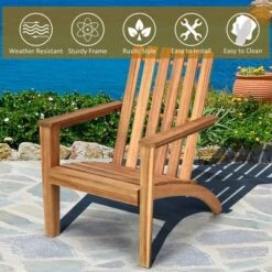 Costway 2PCS Patio Acacia Wood Adirondack Chair Lounge Armchair Durable Outdoor Garden -Deals Patio Elegance Store GUEST ecc6805b 2d5a 492d a03c 62ca7ff5087e