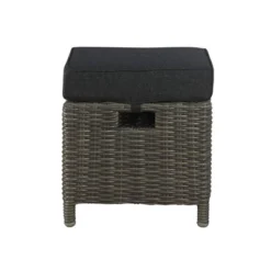 Asti Wicker Outdoor 15" Square Ottomans With Cushions - Gray - Alaterre Furniture -Deals Patio Elegance Store GUEST ecd1c9f1 3746 4eff 8ef7 7a1c340e9124