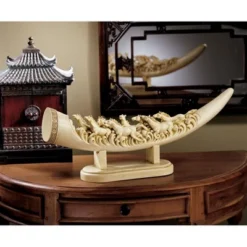Design Toscano Galloping Horses Sculptural Oliphant Tusk - Off-White