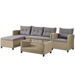 4pc Wicker Patio Conversation Set With Cushions - Beige/Brown - GODEER 21 4pc Wicker Patio Conversation Set With Cushions - Beige/Brown - GODEER -Deals Patio Elegance Store GUEST ed5950d0 bbb7 44fd badd 0410cb411cc2