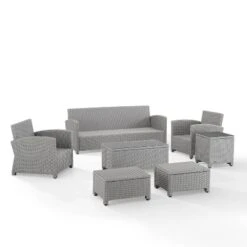 Bradenton 7pc Outdoor Wicker Sofa And Arm Chair Seating Set With Coffee Table, Side Table And 2 Ottomans - Gray/Gray - Crosley 17 Bradenton 7pc Outdoor Wicker Sofa And Arm Chair Seating Set With Coffee Table, Side Table And 2 Ottomans - Gray/Gray - Crosley -Deals Patio Elegance Store GUEST ed6c3220 b66b 42e9 966c db6ff2763609