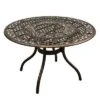 5pc Outdoor Dining Set With Ornate Traditional & Modern Contemporary Mesh Lattice Aluminum 48" Round Table - Bronze - Oakland Living
