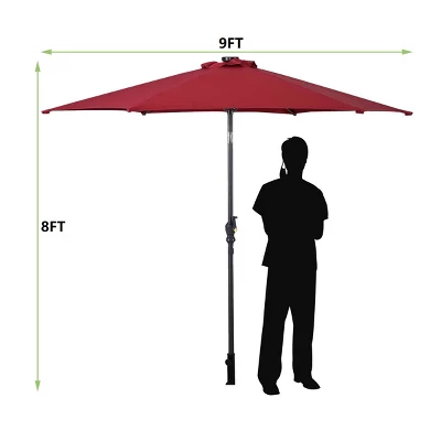 Tangkula 9' Outdoor Patio Umbrella Offset W/LED Light No Base Beige/Burgundy/Tan 1 Tangkula 9' Outdoor Patio Umbrella Offset W/LED Light No Base Beige/Burgundy/Tan