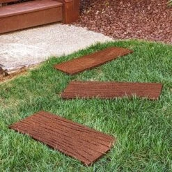 Flexon Rubber Railroad Tie Decorative Lawn And Garden Stepping Stone - Set Of 3