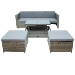 4pc Outdoor Wicker Conversation Sectional Set With Cushions - Gray - GODEER 28 4pc Outdoor Wicker Conversation Sectional Set With Cushions - Gray - GODEER -Deals Patio Elegance Store GUEST edd49544 7f60 4883 9dc5 774da156488a