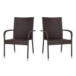 Emma And Oliver Stacking All-Weather Wicker Wrapped Powder Coated Steel Patio Club Chairs For Indoor And Outdoor Use -Deals Patio Elegance Store GUEST ee69f461 501a 4a08 99cd 20d91ad6d033