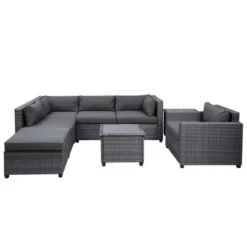 8pc Wicker Patio Conversation Set With Cushions - Gray - GODEER 17 8pc Wicker Patio Conversation Set With Cushions - Gray - GODEER -Deals Patio Elegance Store GUEST efbec060 8a13 4585 b0b7 7935c1f06514