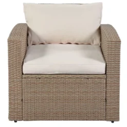 4pc Outdoor Wicker Conversation Set With Cushions - Beige - GODEER -Deals Patio Elegance Store GUEST efca7cdb 0948 4981 a617 72fffdfde05c