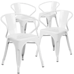 Emma And Oliver Commercial Grade 4 Pack Metal Indoor-Outdoor Chair With Arms -Deals Patio Elegance Store GUEST f007e400 9c91 4c77 93d1 98125fbd4b81