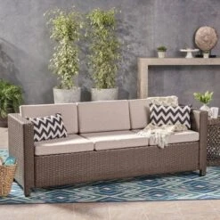 Puerta Wicker Patio Sofa - Christopher Knight Home