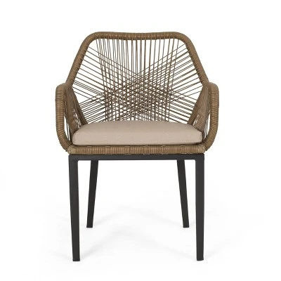 Russel 3pc Outdoor Wicker 2 Seater Chat Set - Light Brown/Beige - Christopher Knight Home 2 Russel 3pc Outdoor Wicker 2 Seater Chat Set - Light Brown/Beige - Christopher Knight Home - Image 2