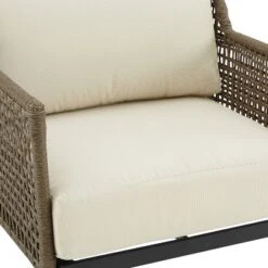 Southwick 5pc Outdoor Wicker Conversation Set With 4 Arm Chairs & Dante Fire Table - Cream/Light Brown - Crosley -Deals Patio Elegance Store GUEST f20b004c 9788 4310 a80c 8f7e2d9997d8