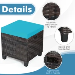 Costway 2PCS Patio Rattan Ottoman Cushioned Seat W/ Foot Rest Turquoise -Deals Patio Elegance Store GUEST f243ff80 0053 4b1d bf2a a96154321dfb