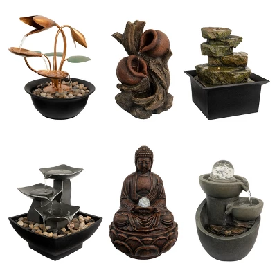 Nature Spring 3 Tier Tabletop Water Fountain With Rolling Glass Ball, Multicolored LED Lights, And Electric Pump 4 Nature Spring 3 Tier Tabletop Water Fountain With Rolling Glass Ball, Multicolored LED Lights, And Electric Pump - Image 4