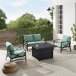 Kaplan 4pc Outdoor Conversation Set With Dante Fire Table - Mist - Crosley -Deals Patio Elegance Store GUEST f27f4a25 8a54 4a5a 95ff 5e2109529db0