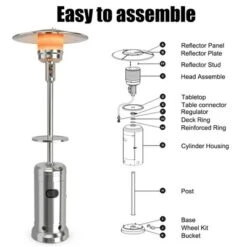 Costway 87'' Tall Patio Propane Heater 48,000 BTU W/Table & Wheels Silver -Deals Patio Elegance Store GUEST f2cb8fa0 378d 4b80 b19f e340f1a404e7
