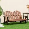 Costway 2 Person Adirondack Chair Kid Solid Wood Loveseat Backrest Arm Rest Patio Coffee/White