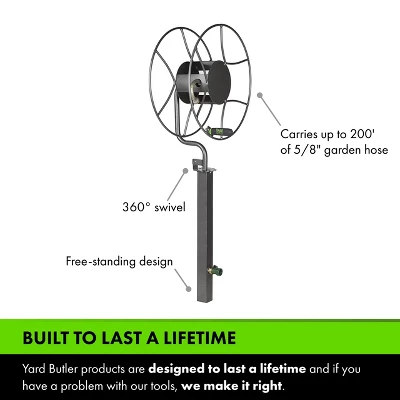Yard Butler Free Standing Swivel Hose Reel - Water Hose Caddy For Yard Or Garden - Freestanding Metal Outdoor Water Pipe Stand 3 Yard Butler Free Standing Swivel Hose Reel - Water Hose Caddy For Yard Or Garden - Freestanding Metal Outdoor Water Pipe Stand - Image 3