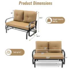 Tangkula 2-Person Outdoor Patio Glider Bench Swing Seat Bench W/ Seat & Back Cushions -Deals Patio Elegance Store GUEST f6660afa 5b2d 4632 9bbb 10ddc7884473