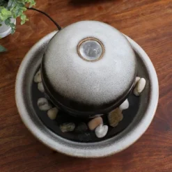 Sunnydaze Decor Sunnydaze Indoor Home Office Tabletop Modern Orb Smooth Glazed Ceramic Water Fountain Feature - 7" - Dark Brown -Deals Patio Elegance Store GUEST f6788237 4906 45f5 adb8 7c15ae886785