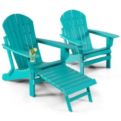 Tangkula 2PCS Adirondack Chair W/Ergonomic Design&Ottoman Outdoor Armchair HDPE Chair For Yard&Patio Black/Coffee/Grey/Turquoise/White -Deals Patio Elegance Store GUEST f67d3599 03d5 4f98 82f6 52e949476fb2