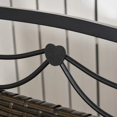 Outsunny PE Wicker Porch Swing, 2-Seater Hanging Swing Bench With Chains, 528 LBS Weight Capacity, Flourishes, Brown 5 Outsunny PE Wicker Porch Swing, 2-Seater Hanging Swing Bench With Chains, 528 LBS Weight Capacity, Flourishes, Brown - Image 5